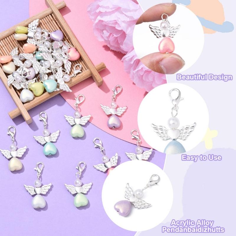 50Pcs Angel Pendant Keychain Angel Charm Keyrings Fashion Backpack Accessories for Handbag,Purse Decors Key Charm