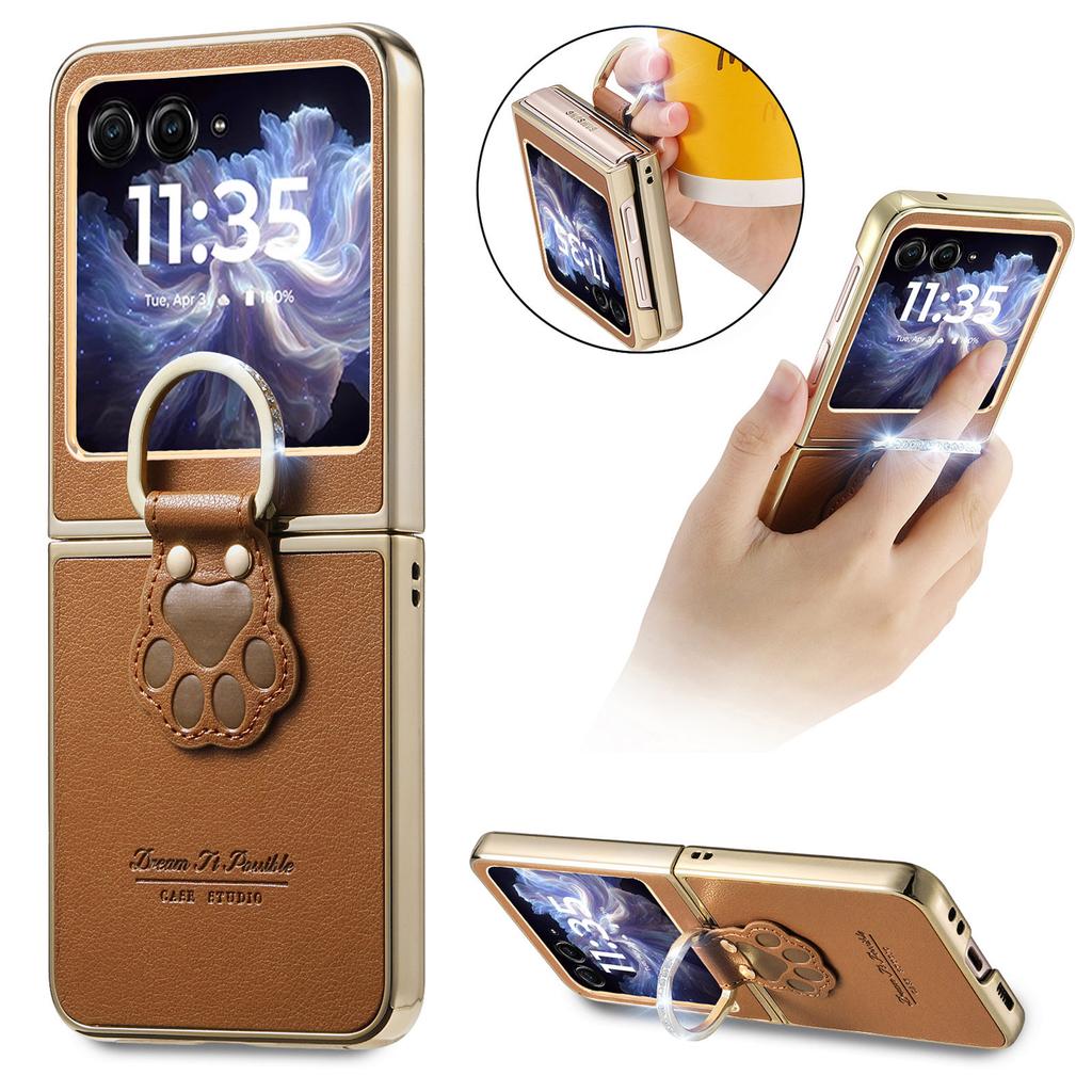 Portable Finger Ring Leather Case for Motorola MOTO Razr 70 Ultra 2026 2026 Razr 60 50 5G 2026 Razr70 Razr60 Razr50 Covers