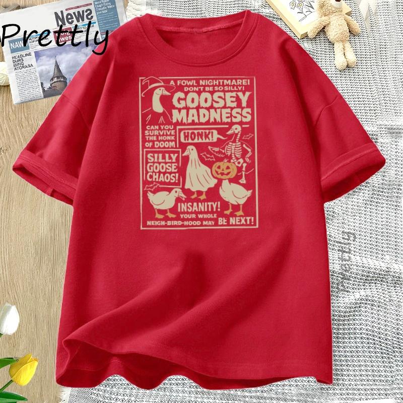 Vintage Halloween Silly Goose T Shirt Casual Short Sleeve Just A Spooky Goose Tshirt Halloween Spooky Tshirt Fall Pumkin S