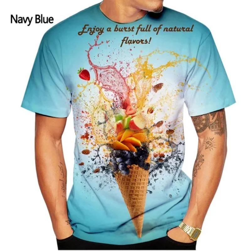 Summer Fashion Men Women 3D Printed Cool T Shirt Casual Short-sleeved Tee Shirts Creative Ice Cream T-shirt Ytk Harajuku Tops