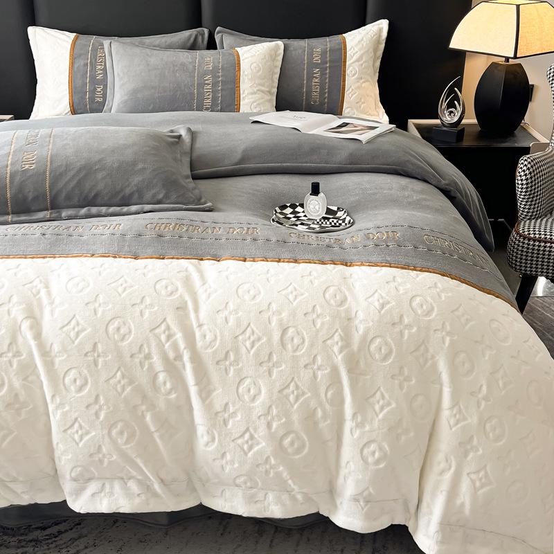 

Легкая роскошь Простая вышивка Утолщенный молочный флис Теплый набор из четырех предметов Детский флис Двусторонний флис Резной флис Кролик 1.2m sheet 3pc