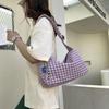 Checkered single shoulder bag, large capacity travel cross-body bag, light and casual underarm bag