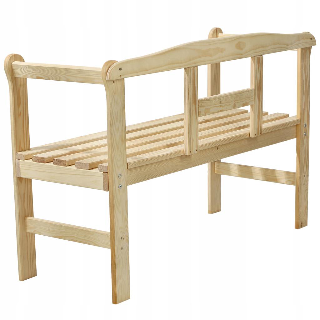 KADAX Bancă de grădină cu spătar din lemn, de parc, 119 cm, terasă, grădină