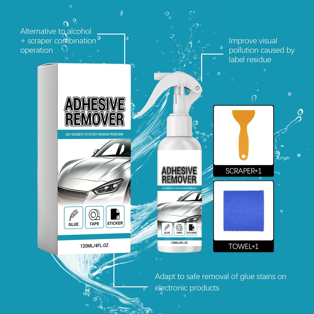 Spray Rimuovi Adesivi 120ml per Vetri Plastica Auto - Detergente per Adesivi e Etichette