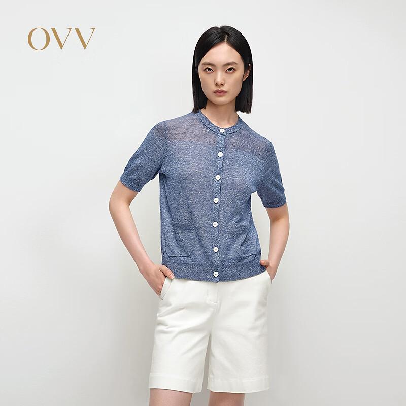 Женский вязаный топ OVV с коротким рукавом из смесовой шерсти и льна M