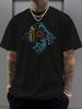 Unisex's Casual Short-Sleeved T-Shirt - Vibrant Surf-Inspired Wave And Letter Print, Soft And Comfortable Fabric