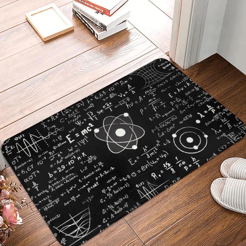 Science Theme Door Mat E=mc² Scientific Elements Non-slip Entrance Rug for Home Decor Living Room Bedroom Nerds Collection