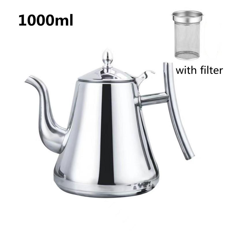 1.0L/1.5L/2.0L Stainless Steel Teapot, Tea Kettle with Removable Infuser for Loose Flower Tea Coffee Kettle for Stovetop Safe