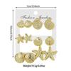 6 Paires de Boucles d'Oreilles Puces Style Océan Coquillage et Étoile de Mer, Or Rétro avec Sens du Design de Niche
