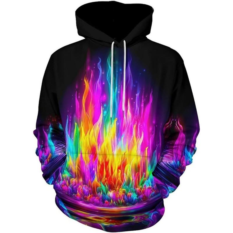 Flame Graphic Hoodie 3D Sweatshirt For Men/Women Hooded Fashion Hip Hop Coat Mens Clothing Fashion Oversized Y2k Men Clothing