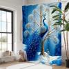 Blue Peacock Bathing Curtain  Bathroom Letters Shower Curtain Waterproof With 12 Hooks Fishes Home Deco