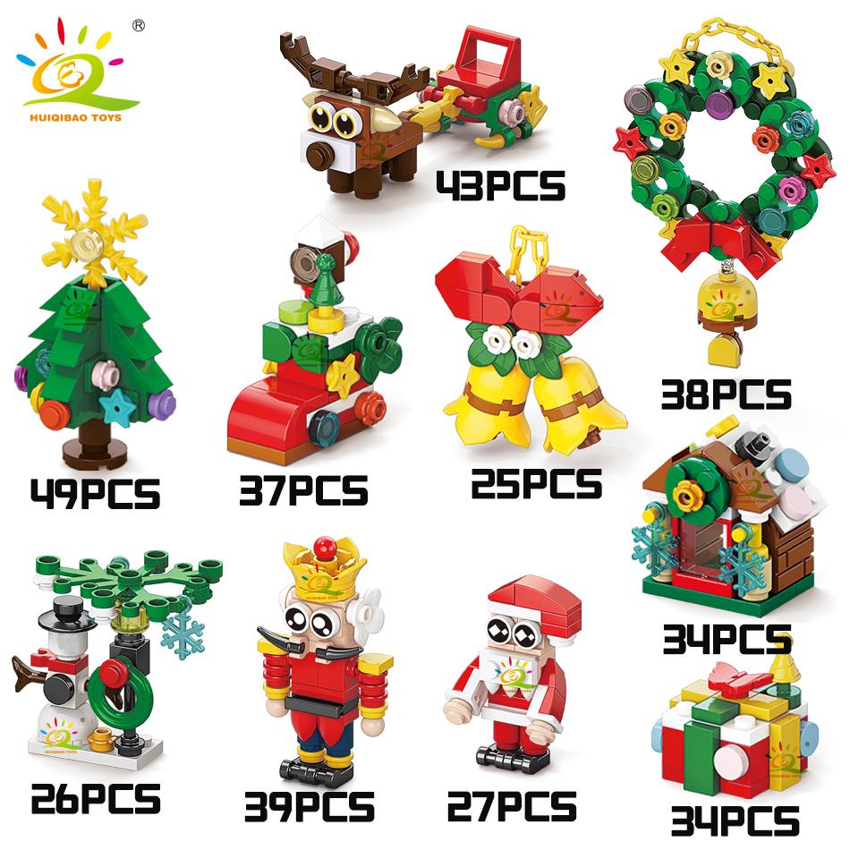 Non-Toxic Children Mini Christmas Tree Santa Claus Model Micro Bricks Building Block Diy Insect Animal Bricks Toys For Adult Gift