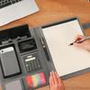 Conference Folder Magnetic Closure Leather Document Organiser with Writing Board Card Pocket Elastic Pen Slot 250x320mm