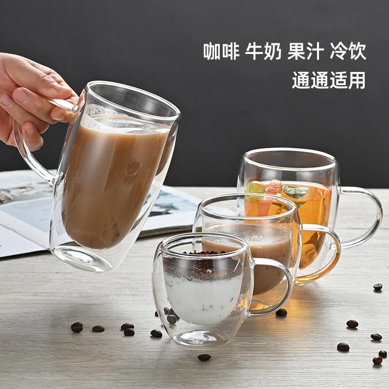 Exquisite Double Wall Glass Cup Coffeeware Mug Transparent Wall High Borosilicate Water Cups Heat Resistant Handle Espresso Cup