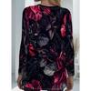 Women's Large Size with Pocket Design Printed Long-sleeved T-shirt Women's Autumn New Loose and Thin