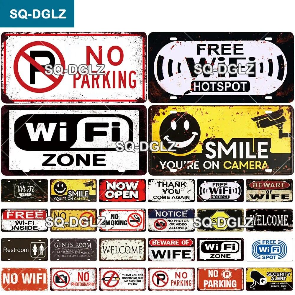

[SQ-DGLZ] Предупреждающая Wi-Fi камера 15x30 см, пластина, жестяная вывеска, украшение для бара, стены, металлическая вывеска, домашний декор, живопись, таблички, художественный постер