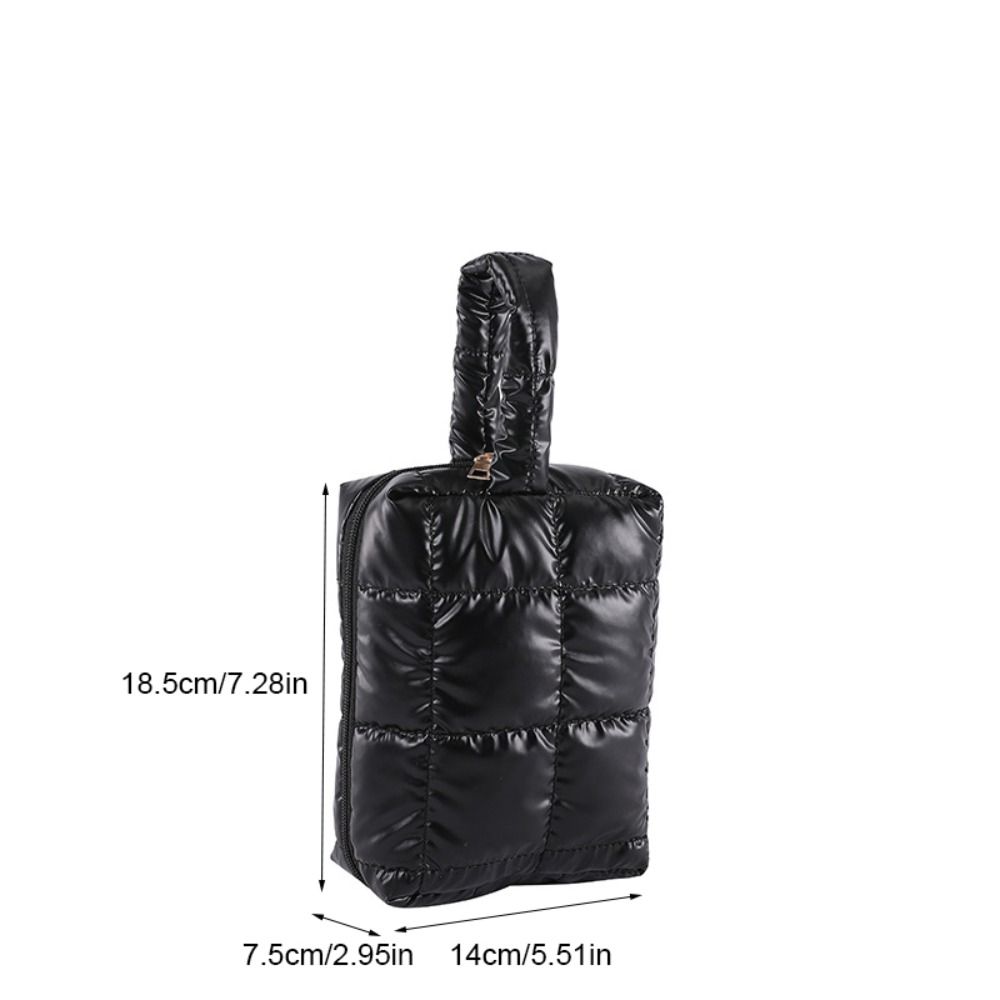 Solid Color Padded Makeup Bag Quilted Plaid Clutch Bag Simple Puffer Handbag  Ladies