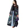MQ236 Women's Middle Eastern Fashion: Printed Abaya Robe with Hijab & Cardigan, Large Swing Overcoat