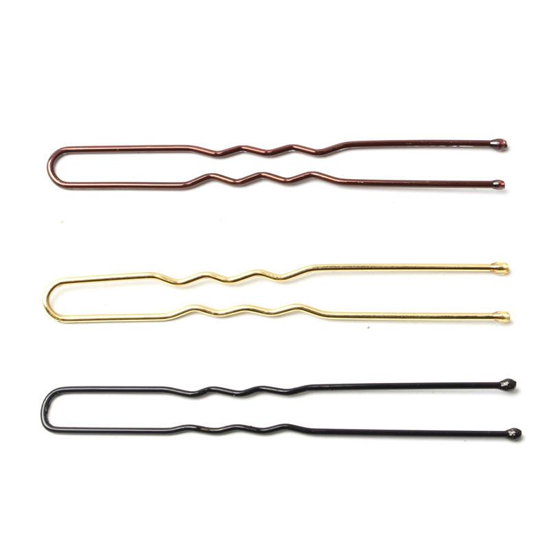 50 Stück 5/6/7 cm U-förmige Haarnadeln, gewellte Haarspangen, einfache Metall-Bobby-Pins, Haarspangen, Brautfrisur-Werkzeuge, Haarnadeln