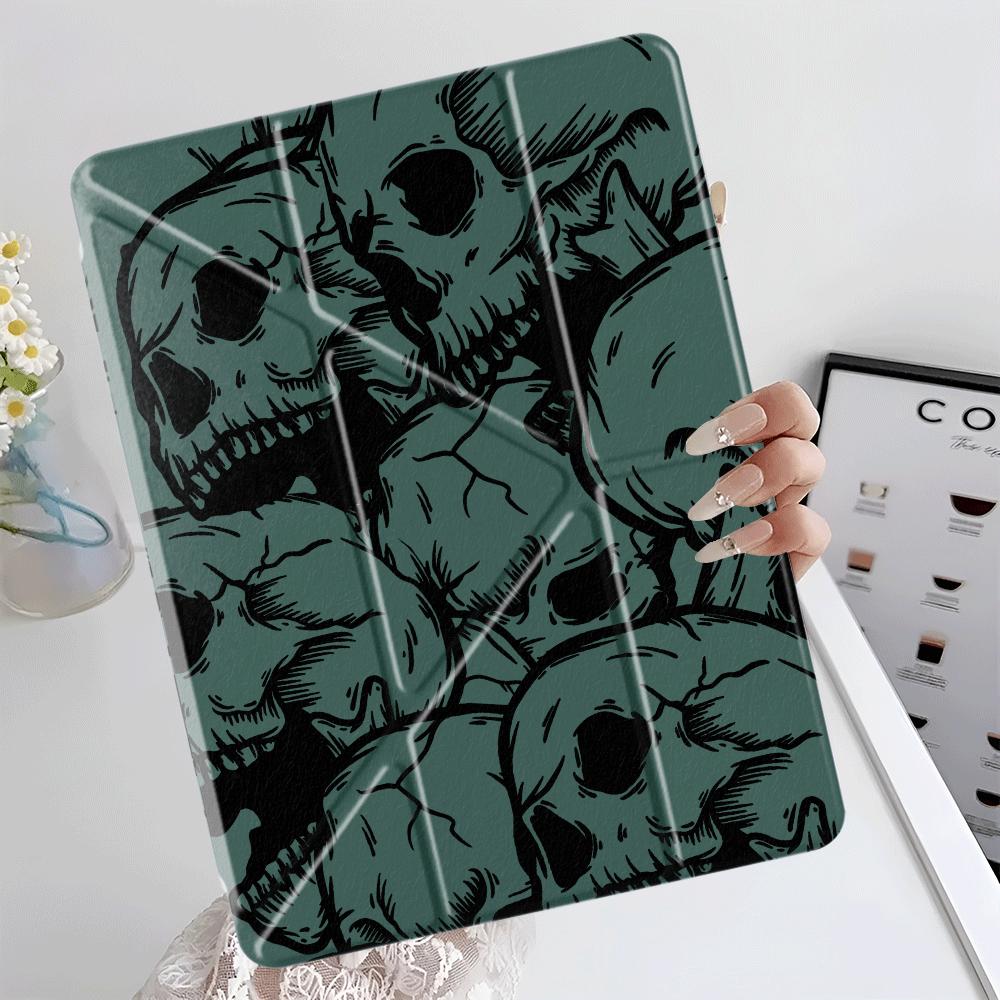 Creative Skull Y-Fold Holder Cover Tablet Case For iPad Mini 6 7 Air 4 5 M3 M2 1 2 M4 11inch Pro 2025 Pro 11th 10th 9th 8th 7th