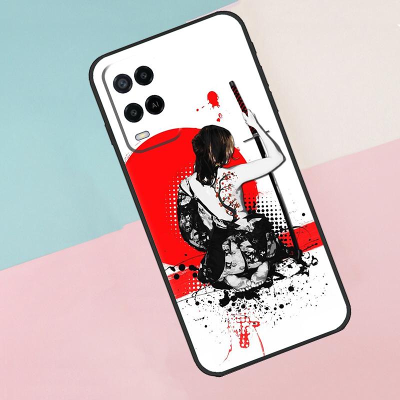 Anime Mädchen Samurai Für Oppo A16 A76 A96 A15 A80 A60 A40 A94 A54 A98 A78 A18 A38 A58 A17 A77 A74 A57S Handyhülle