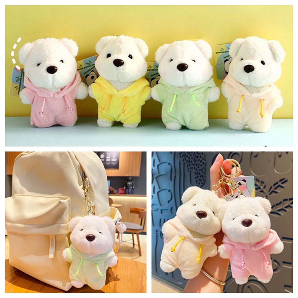 Wear Hoodies Cartoon Bear Plush Doll Bag Hanging Animal Plush Car Keyring  Friends Birthday Gifts