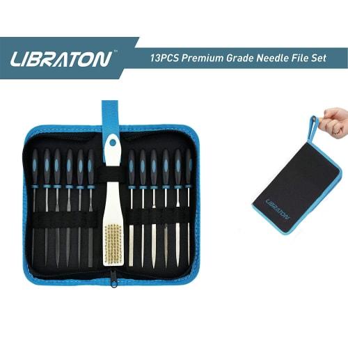 LIBRATON 12-Piece File Set, Includes Diamond Files, Precision Iron Files, Woodworking Files, Knife Sharpening Files, Round Files, Triangular Files, Fl