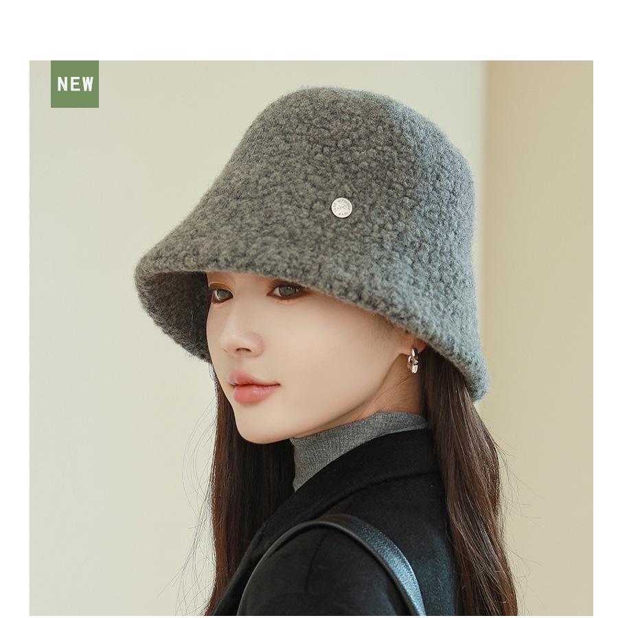 Women'S Bucket Hat Autumn Winter Hat Wool Wide Brimmed Sunshade Bob Cap Keep Warm Casual Vintage Lady Hat Accessories