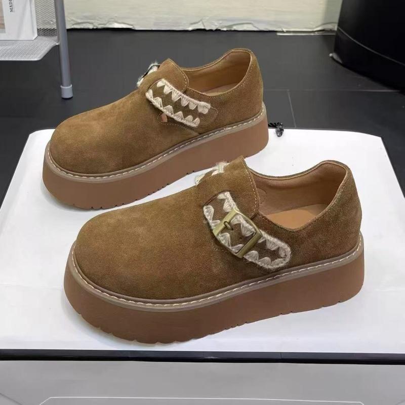 

Retro versatile new autumn and winter muffin thick sole heightened non-slip one-pedal casual single shoes 40 темно-коричневого кольору