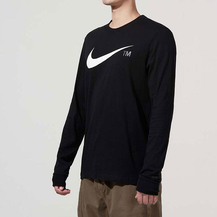 Nike Large Logo Print Sports Crew Neck Sweatshirt Men Tops Black DD3375-010