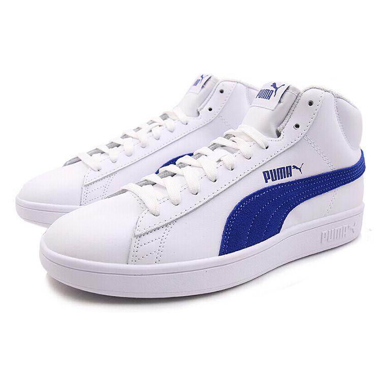 Puma Smash Synthetic Leather Mid-Top Sneakers Unisex Sneakers White Blue 366924-01