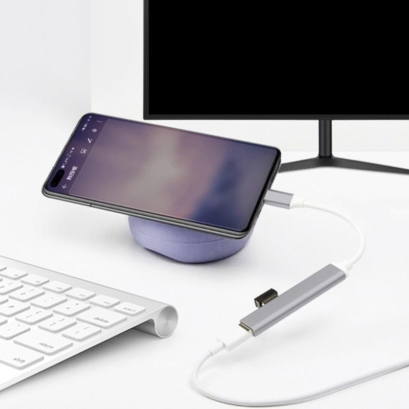 Aluminum USB C Splitter 4 in 1 USB C/USB Adapter Docking Station with 3xUSB2.0+1xUSB3.0+1 Adapter Laptops Dock for Laptop