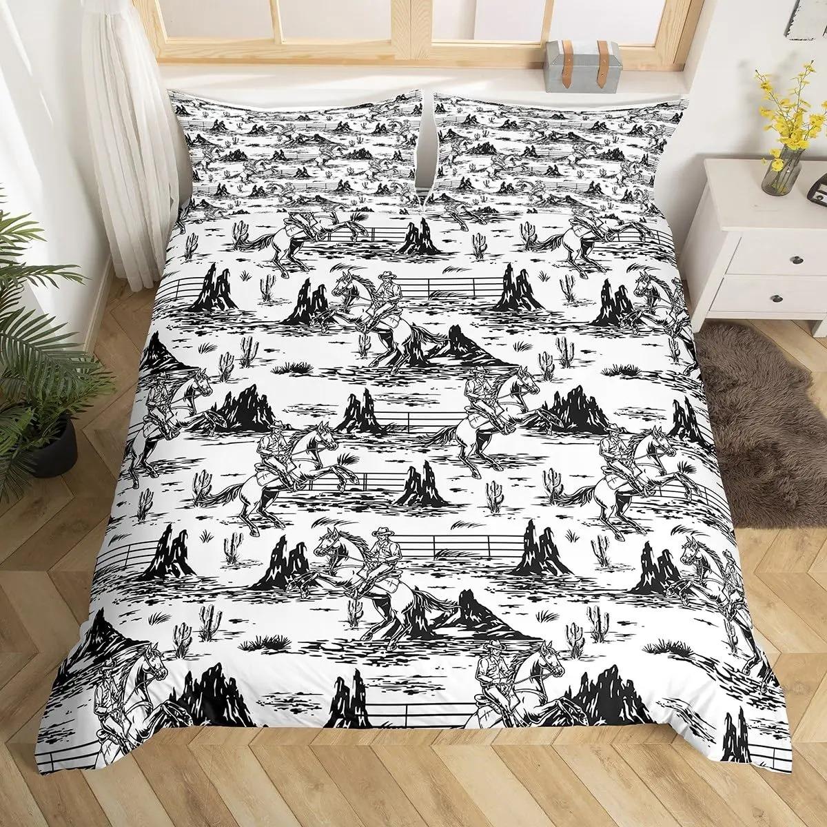 

Комплект постельного белья Western Cowboy, размер Twin, подкова, звезды, ковбойская шляпа, покрывало, деревенский винтажный комплект постельного белья Southwest 70x133cm 2pcs