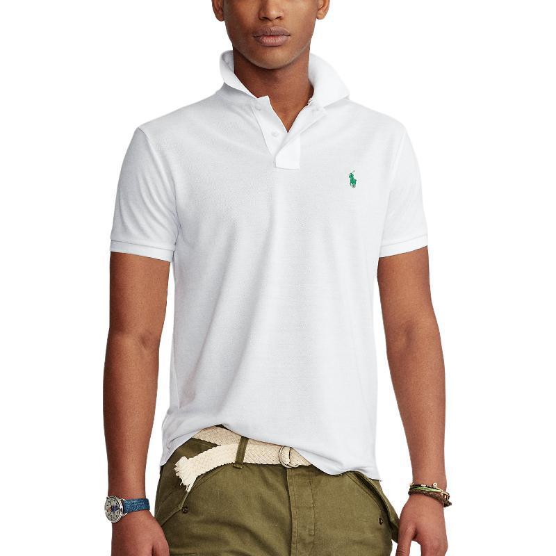 Polo Ralph Lauren Solid Color Logo Embroidered Pullover Casual Short Sleeve Polo Shirt Men tops White 710680784-184