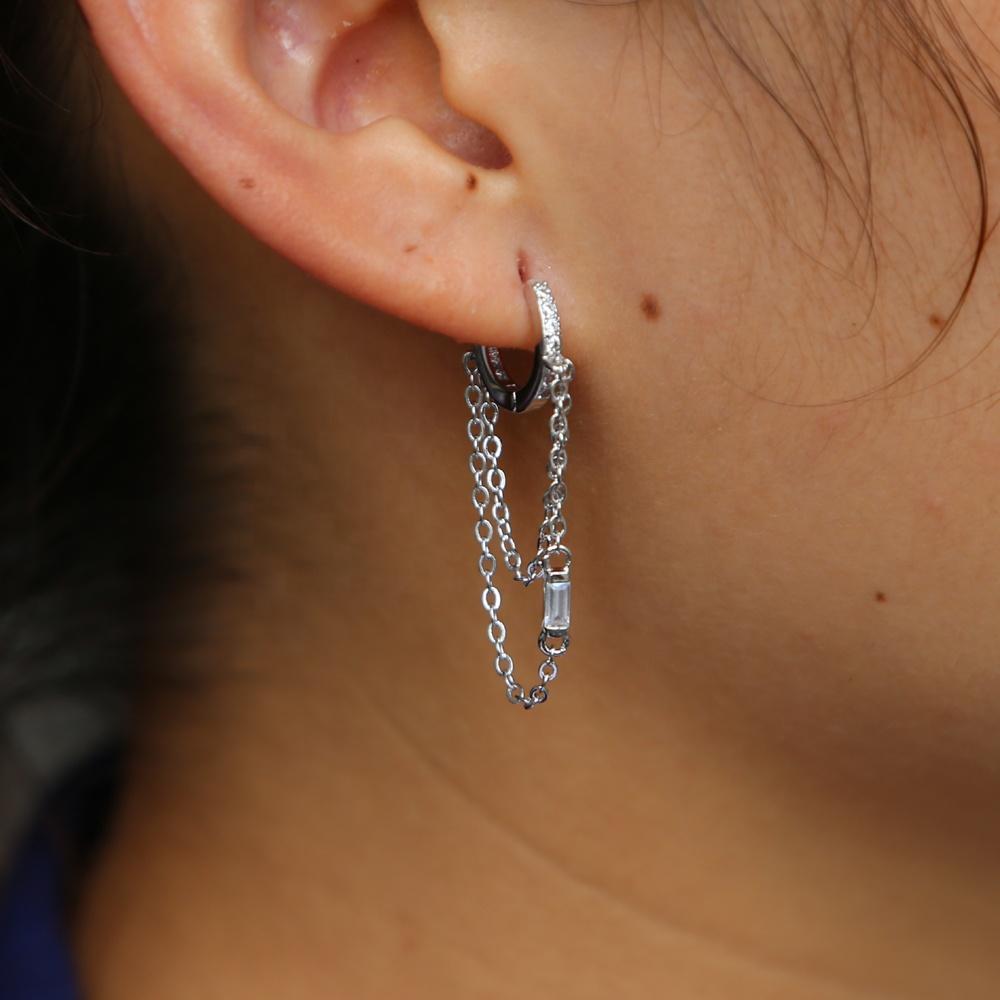 Women New Arrived Elegance Jewelry Long Double Tassel Chain Romantic Party Gift Hoop Tassel Earring