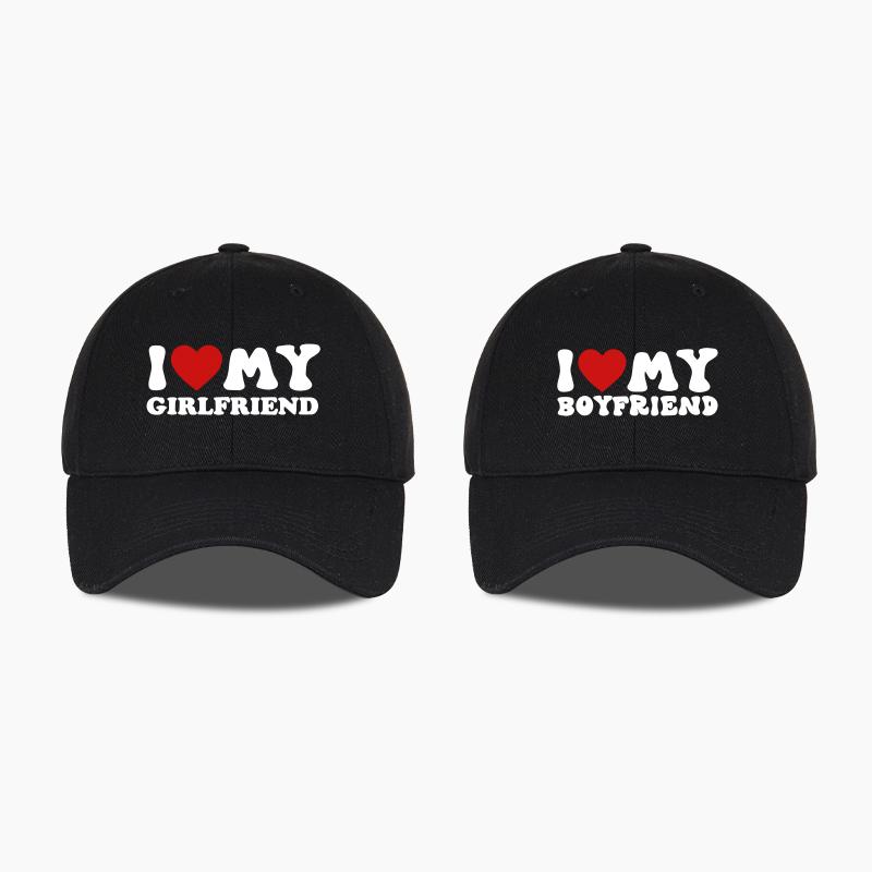 Yiran bag 2-Pack Baseballpetten voor Koppels 'I Lov Boyfriend/Girlfriend' Opdruk Klassieke Modieuze Bucket Hats Geschikt Voor Datefeestjes Vak