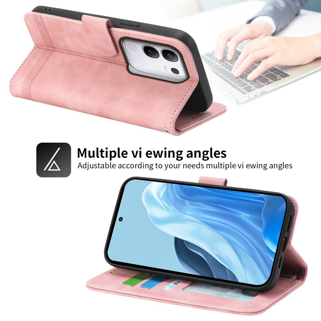 DIERFENG DF-03 For vivo Y29 4G Leather Case Lines Imprint Wallet Phone Cover