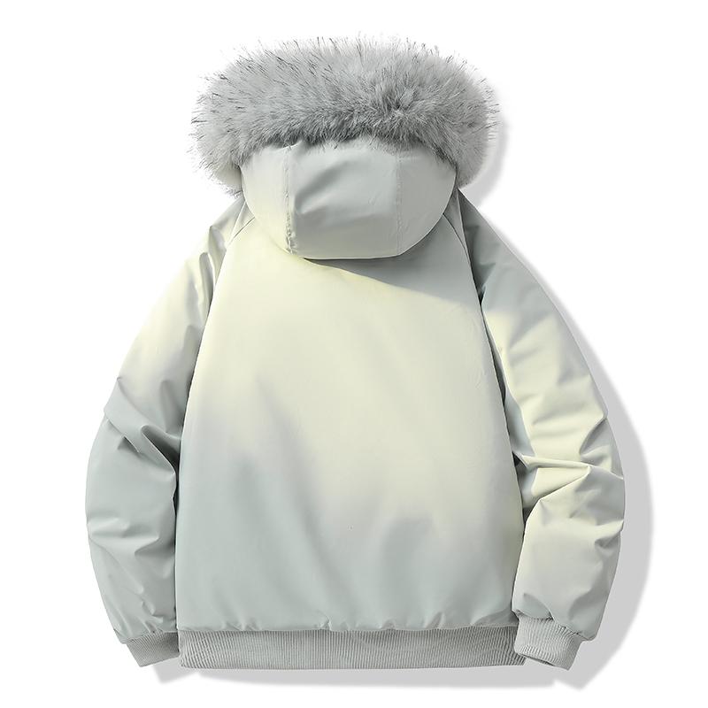 צווארון פרווה גדול ניתן להסרה בגדי עבודה חורפיים לצעירים עם קפוצ'ון צווארון פרווה מעיל כותנה עבה מעיל ז'קט כותנה חם ועמיד ברוח לגברים ונשים