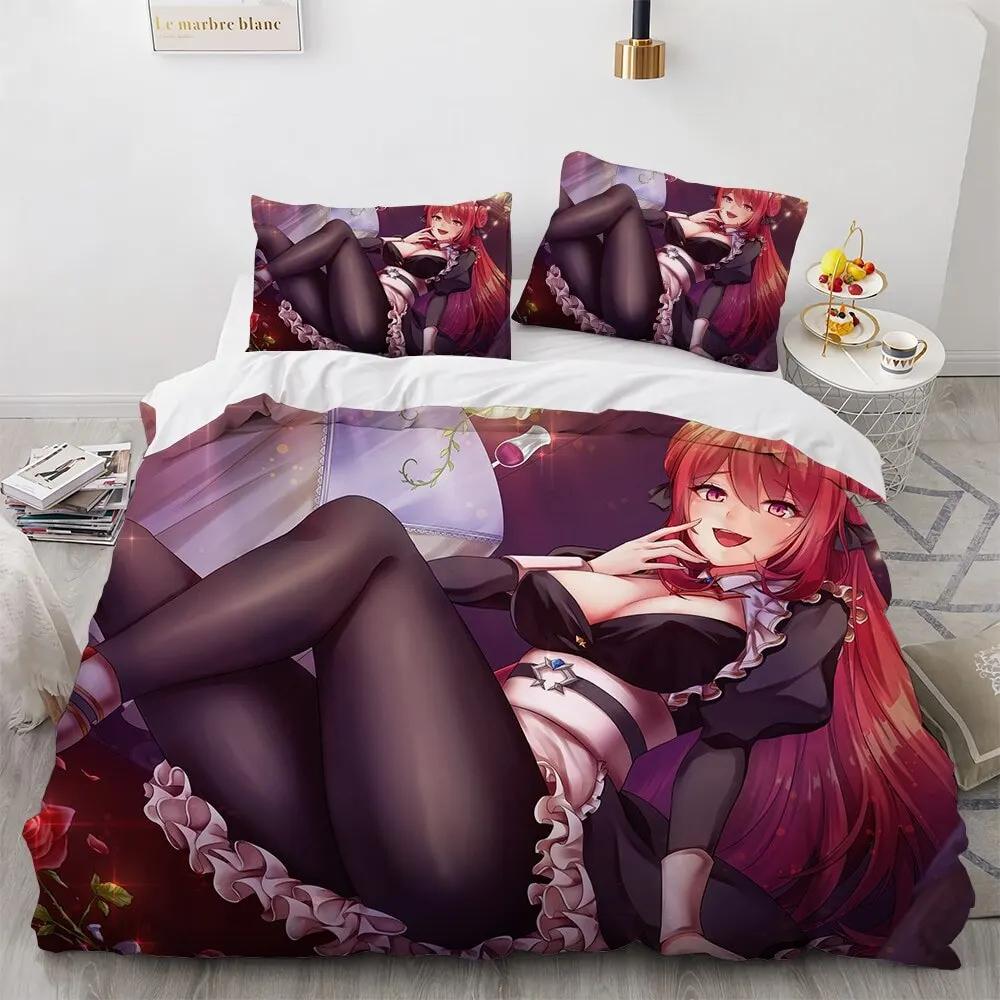 Kawaii Anime Sexy Girl Bedding Set,Duvet Cover Comforter Bed Set Quilt Cover Pillowcase,King Queen Twin Size Boys Girls Adults