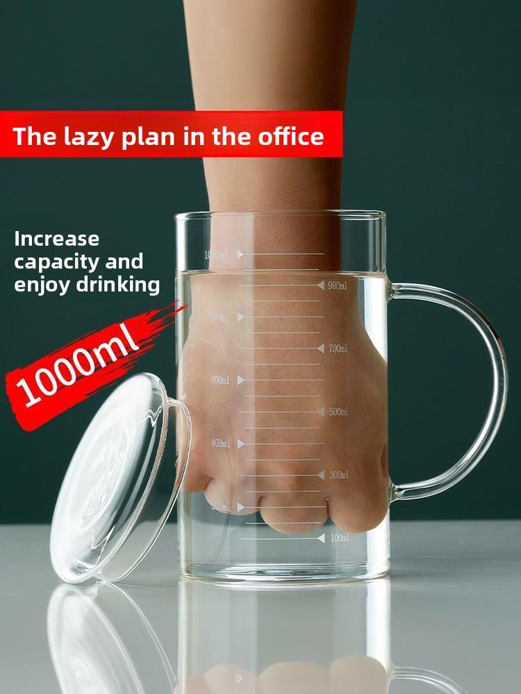 High Borosilie Glass Cup with Sc Large Capaci 000ml Tea Brewing Cup Heat Resistant Lid Included Home Use Water Cup