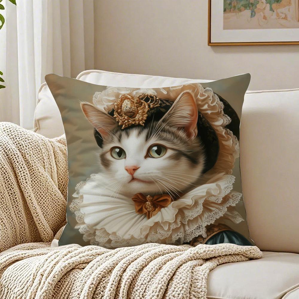 Süße Katze Druck Dekorativ Verspielt Kunst Kissenbezug Kissenbezug Milbenschutz Wohnzimmer Sofa Dekor Kissen Raum