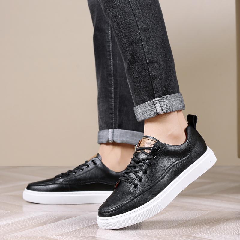 Pantofi sport din piele pentru bărbați, pantofi Oxford cu șireturi, la modă, negri, pentru birou, pantofi eleganți pentru bărbați, adidași 2024, balerini pentru bărbați