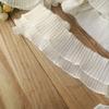 Off-White Pleated Lace Trim: Soft, Skin-Friendly Double Layer Accordion Pleat Ribbon - 7.5cm