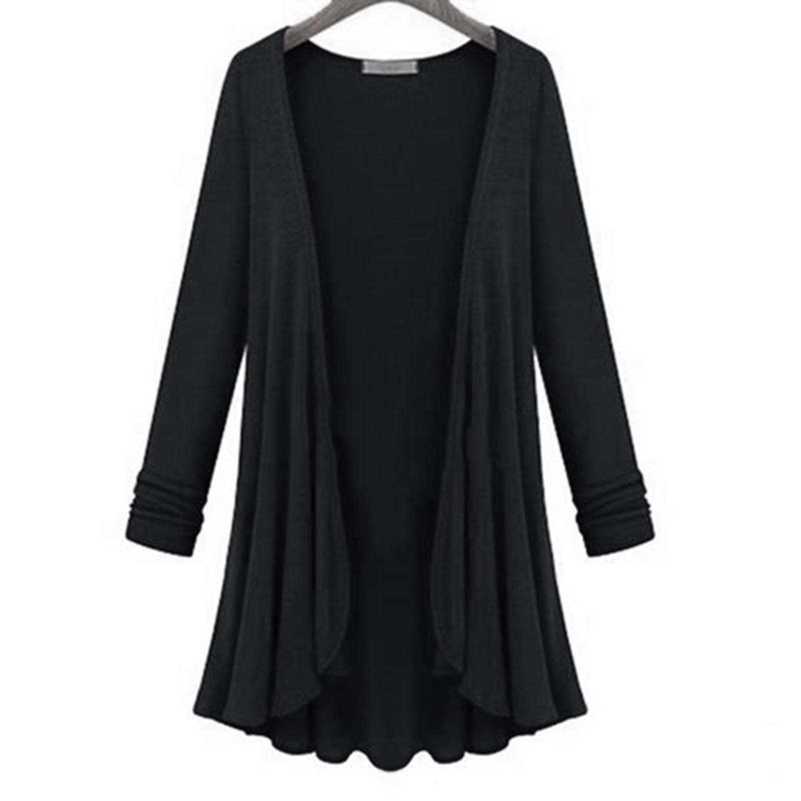 

Женская модная верхняя тонкая блузка с длинным рукавом, кардиган, свитер, пальто L чёрный