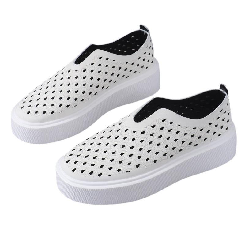 Thick Bottom Single Shoes Female Hollowed Out A Footstool Shallow Mouth Fashion Versatile Flat Bottom Casual Women's Shoes