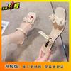 Flower open-toed women's cool slippers women's outer wear 2025 summer new mid-heeled sandals women's thick heel with slippers