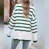 Maglione dolcevita a righe da donna elegante e ampio, pullover casual lavorato a maglia