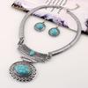 Ethnic Style Simulation Gemstone Decoration Women Necklace And Earring Set For Casual And Formal Wear