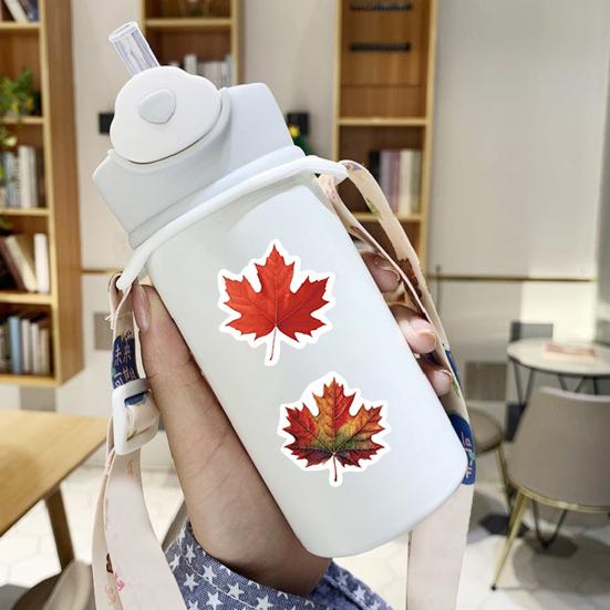 500 Pcs Fall Maple Leaves Stickers Self Adhesive Label Stickers Roll Autumn Leaves Decals for Thanksgiving Harvest Envelope Journal Scrapbook Decor