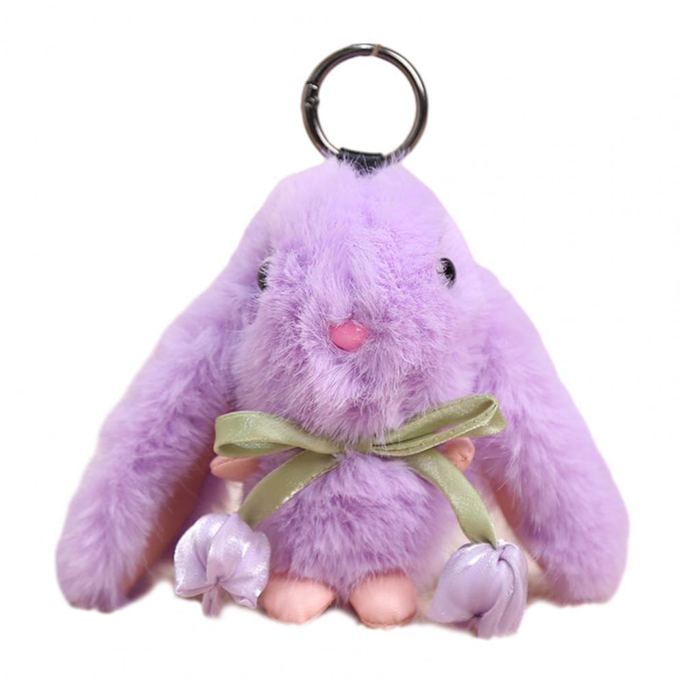 Lop-Eared Rabbit Charm Tulip Lop-Eared Rabbit Plush Keychain Plush Skin-Friendly Bunny Pendant With Ribbon Bow Cute Bag Charm